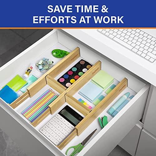 Adjustable Bamboo Drawer Dividers for Clothes, Kitchen Utensils, Office Desks, Bathroom Accessories, Socks and Underwear