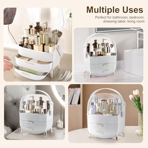 Makeup Organizer, Large Skincare Organizer for Vanity with Drawers & Cover