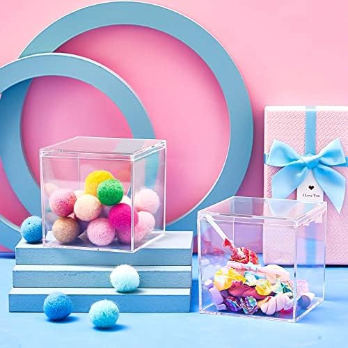 Blulu 8 Pcs Clear Acrylic Box with Lid, 3.3 x 3.3 x 3.3 Inch, Classic Style