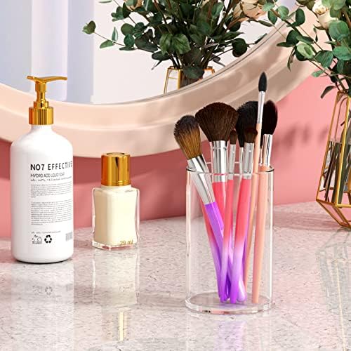 NIUBEE Acrylic Pen Holder for Desk, Clear Pencil Cup Organizer for Office