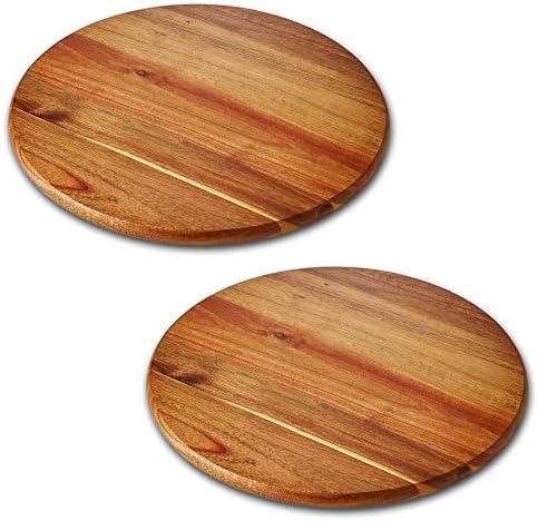 Acacia Wood Lazy Susan Wood Turntable Tray Cabinet Organizer, 12"