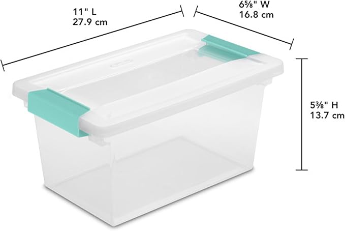 Sterilite 16-Pack Clip Box, Stackable Clear Plastic Bins with Latching Lids, Medium - Writing, Arts or Crafts Supplies Storage Containers for Home, Office, Classroom and Workshop Organization