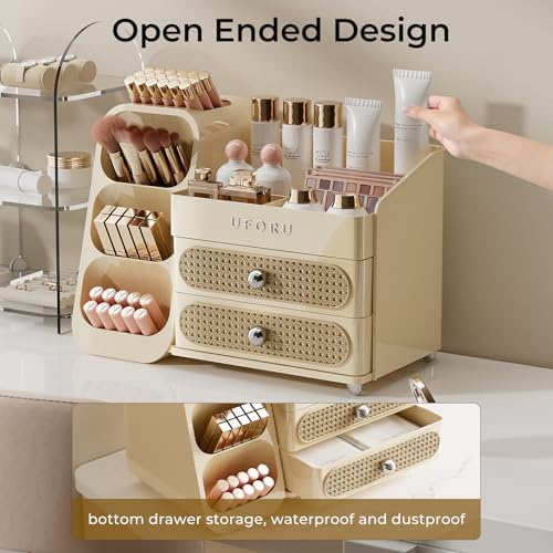 UFORU Makeup Organizer Countertop with Brush Holder for Vanity Bathroom