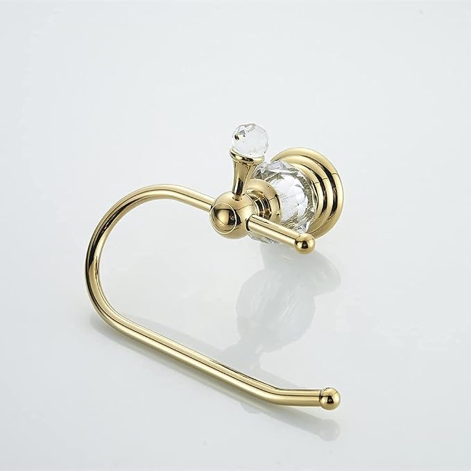 WOLIBEER Polished Gold Toilet Paper Holder, Brass Crystal Tissue Holder Bathroom Accessories Wall Mounted