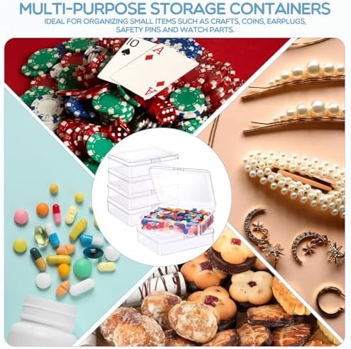Jetec 18 Pieces Small Clear Plastic Storage Box, 5 x 4 x 1.3 Inch