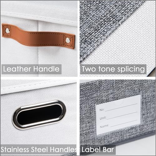 PRANDOM Storage Bins with Lids [3-Pack] Linen Fabric Foldable Storage Boxes Organizer Containers Baskets Cube with Cover