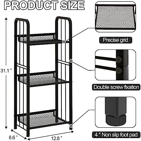 Bookshelf Storage Shelf Bookcase Freestanding Storage Stand for Living Room, Bedroom, Kitchen, Rust Resistance, Easy Ass