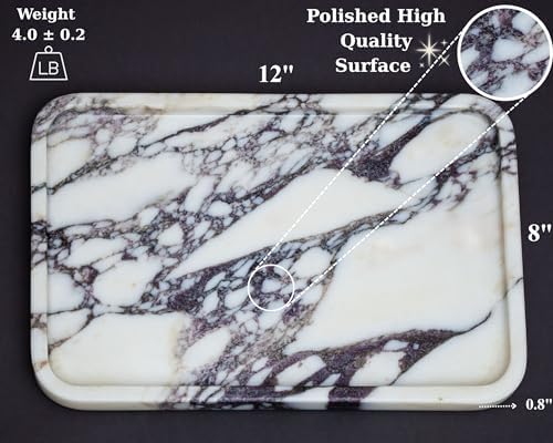 Calacatta Viola Marble Tray, Elegant Natural Stone, Large (12"x 8")