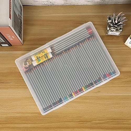 BTSKY Clear Plastic Storage Box with Flap Lid, Multipurpose Craft Organizers and Storage Box Art Supply Storage Organize