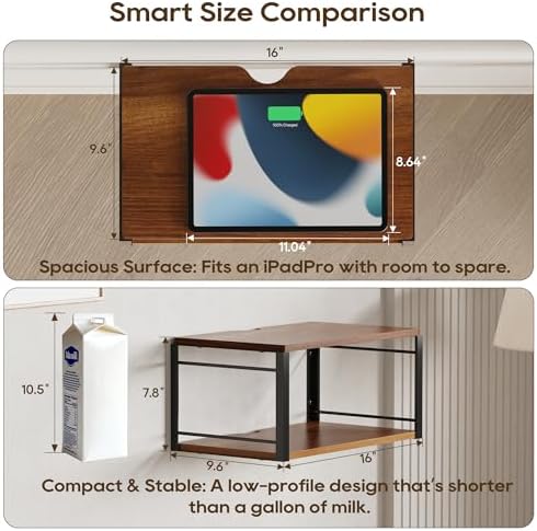 Floating Nightstand, Wood Bedside Shelf Wall Mounted Nightstand, Floating Bedside Table Wall Shelf for Bedroom, Living R