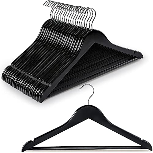 TOPIA HANGER Wooden Hangers 20 Pack, Black Wood Coat Hanger for Closet
