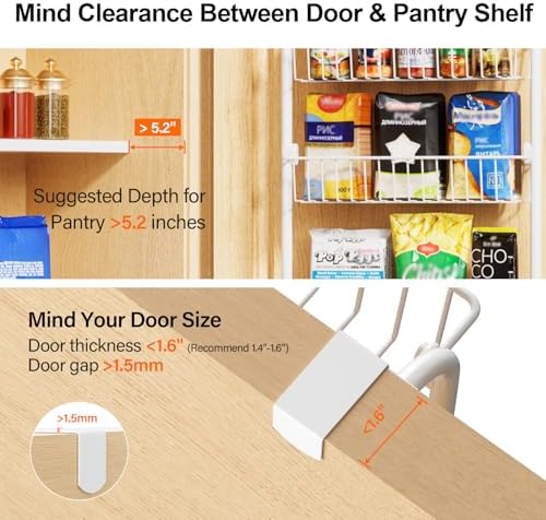 Delamu Over The Door Pantry Organizer, 8-Tier Metal Pantry Door Organization and Storage for Easy Install, Hanging Spice