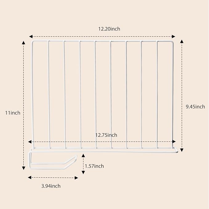 8-Pack 9“ Tall Metal Shelf Dividers for Closet Organization, Wardrobe, Bookshelf, Cabinet, Cupboard - Closet Shelf Dividers - Easy to Install - No Tool - White PE Coating Steel