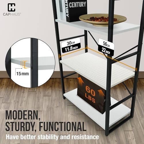 CAPHAUS 2 Tier Small Bookshelf, Bookcase Shelf Storage Organizer for Living Room, 24 Inch Width Free Standing Shelf, Ind