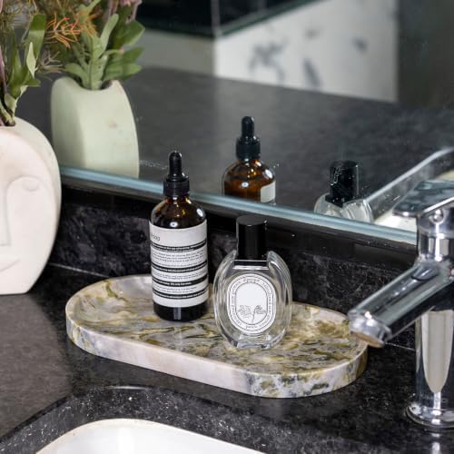 Koville Green Marble Vanity Tray for Bathroom Countertop