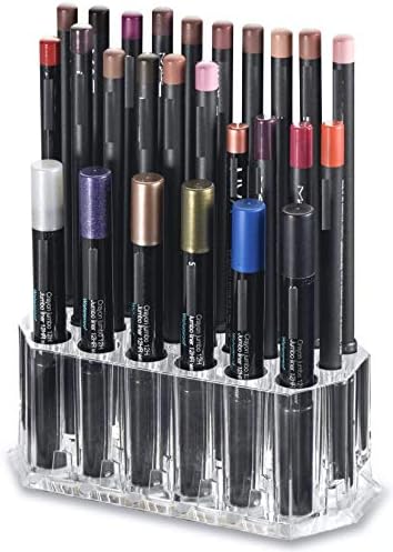 Acrylic Eyeliner Organizer & Lip Liner Organizer 26 Space Storage 20 Standard 6 Jumbo Cosmetic Pencil Makeup Display Cas