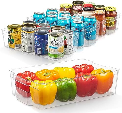 Cheer Collection Clear Refrigerator Organizer Bins - BPA Free Transparent Storage Bins for Pantry, Fridge, Tools & Cabin