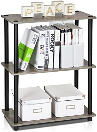 Furinno TURN-N-TUBE Storage Shelves, 3-Tier Book Shelf, Corner Shelf, Toolless Open Shelves, for Organization and Storag