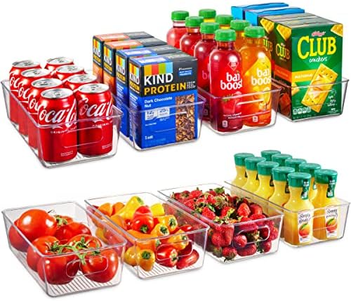 Set Of 8 Refrigerator Pantry Organizer Bins - Clear Food Storage Baskets for Kitchen, Countertops, Cabinets, Fridge, Fre