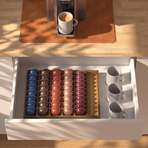 for Nespresso Vertuo Capsules Bamboo Coffee Pod Drawer Organizer