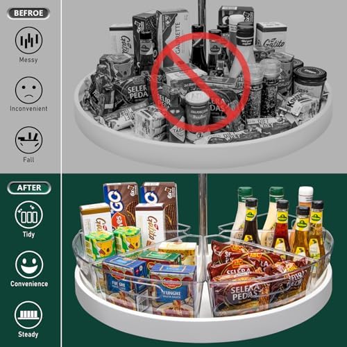 JEISSLIA Lazy Susan Cabinet Organizer Bins for 26"/ 28"/ 32" Diameter