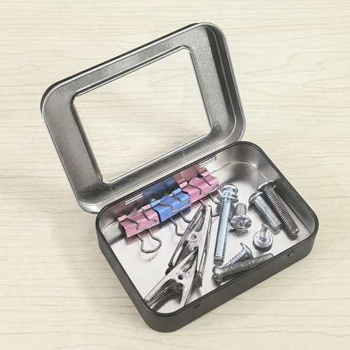 24 Pack Rectangular Metal Storage Tins, Black, 4.5 x 3.3 x 0.87 inch
