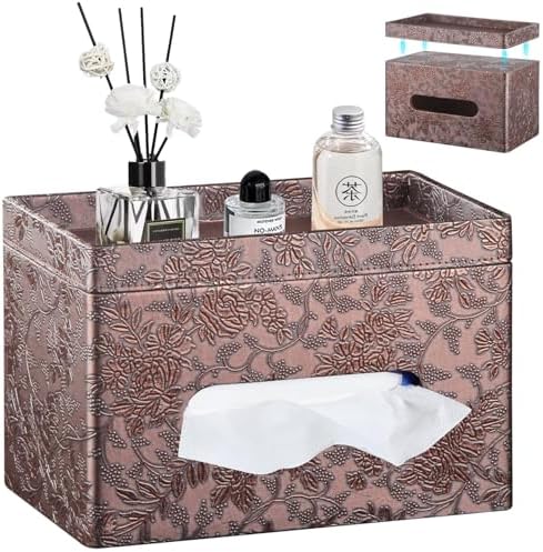 Extra Large Tissue Box Cover with Storage Tray,Rectangle Tissue Box Holder