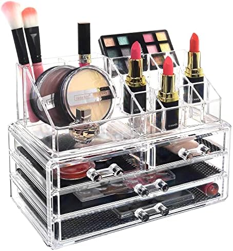 Ikee Design Acrylic Clear Makeup Cosmetics Lip Gloss 4 Drawers Organizer