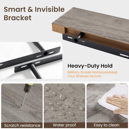 48 Inch Floating Shelves for Wall 2 Pack, Wood Wall Bathroom Shelves