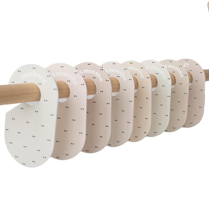 3 Sprouts Baby Closet Dividers, Newborn to 2T, Double Dot, 8 Piece Set | Newborn to 2T sizing, 8-piece set, Double-sided size labels, Age labels, Nursery closet storage, Baby clothes organizer