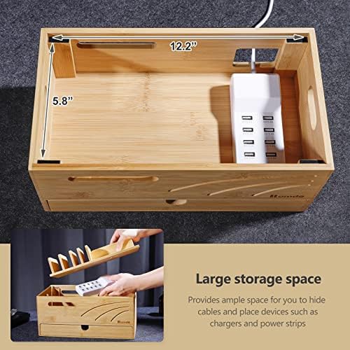 Homde Bamboo Charging Station Organizer: 6 Compartments and Drawer