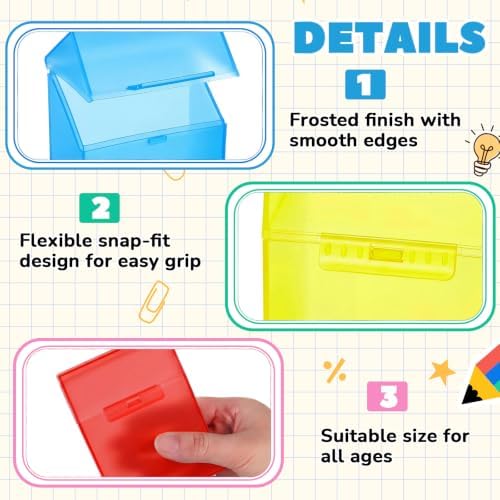 Clabby 4 Pcs Clear Plastic Crayon Boxes Hold 24 Count, Primary