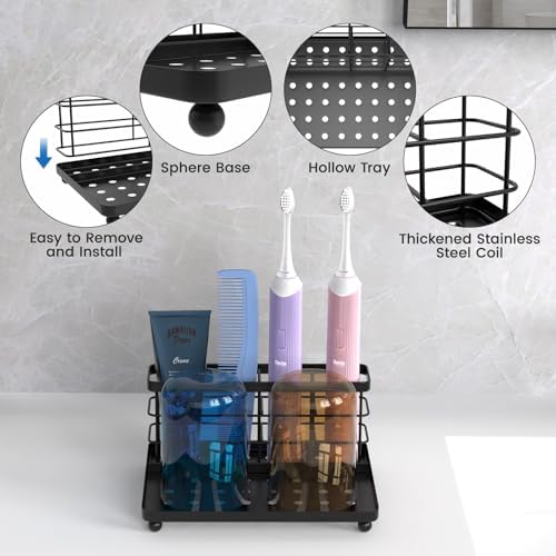 Luxspire Toothbrush Holders for Bathroom, Stainless Steel, 3 Slots, Black