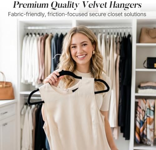 HOUSE DAY Black Velvet Hangers 100 Pack New Premium Non Slip Hanger 17.25''