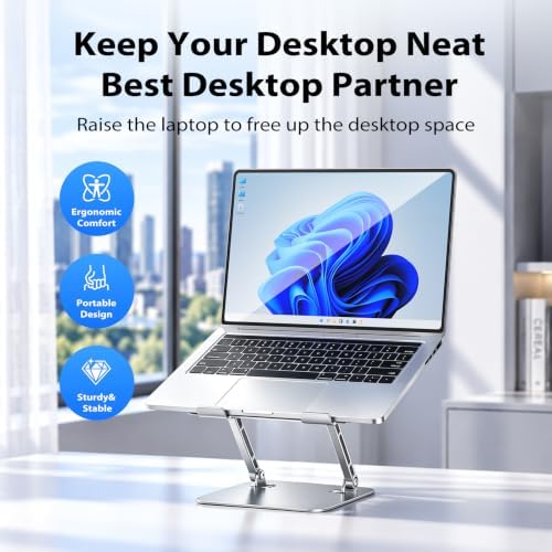 Orlian Adjustable Aluminum Laptop Stand for Desk, Laptop Riser for 11-16"