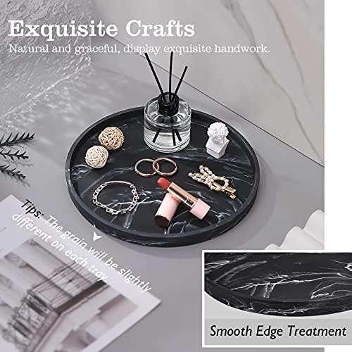 Emibele Vanity Tray, Black Round Trays for Bathroom Bedroom Countertop