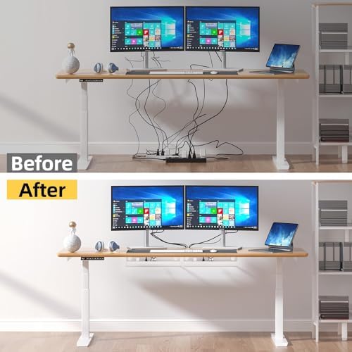 YECAYE Large Under Desk Cable Management,Easy Install Cable Management Under Desk with 4 Cord Holders & 6 Ties,Child & P