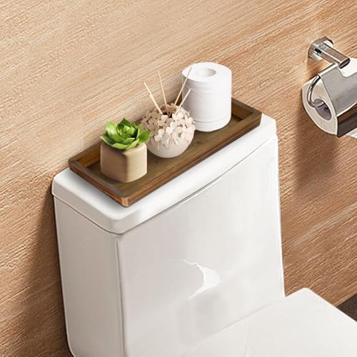 MAONAME Brown Long Narrow Tray, 15.7"x 6.8" Wood Bathroom Vanity Tray