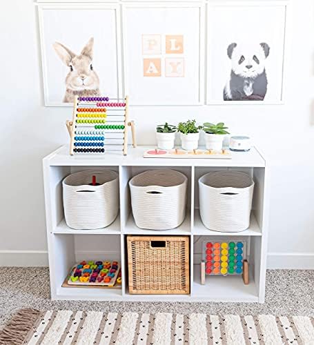 OrganiHaus Cotton Rope Baskets for Shelves, Set of 3, 15x9x10