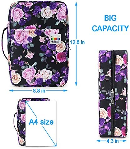 YOUSHARES Big Capacity Colored Pencil Case - 300 Slots large Pen Case Organizer with Multilayer Holder for Prismacolor Colored Pencils & Gel Pen (Purple Pink Rose)