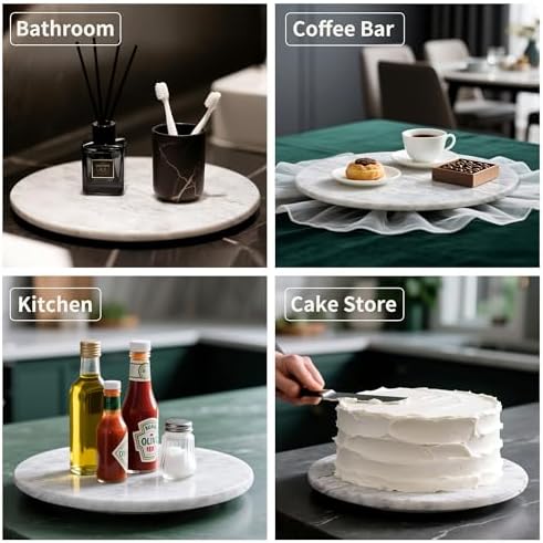 Marble Lazy Susan, 12" Lazy Susan Board with Silent Rotating