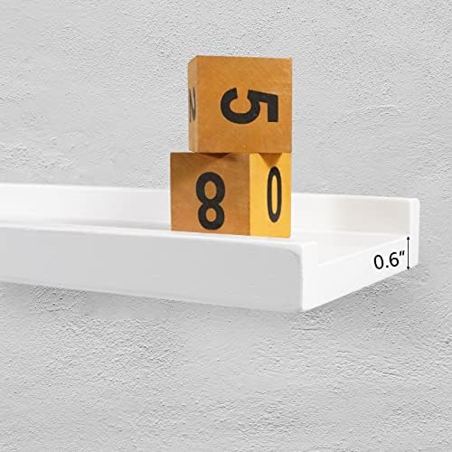 12x4-Inch White Solid Wood Floating Shelf for Wall Decor