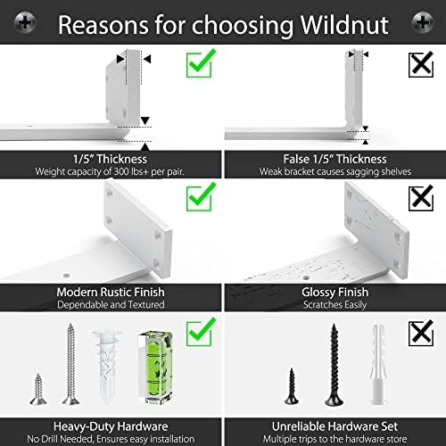 Floating Shelf Brackets 6 Inch 6 Pack, Hidden L Brackets for Shelves White