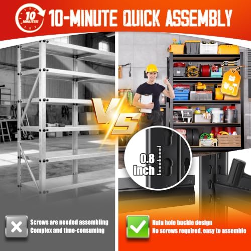Set of 2 Garage Shelving-2050LBS 5 Tier Storage Shelves,Adjustable Heavy Duty Metal Shelving Unit and Storage Large Rack
