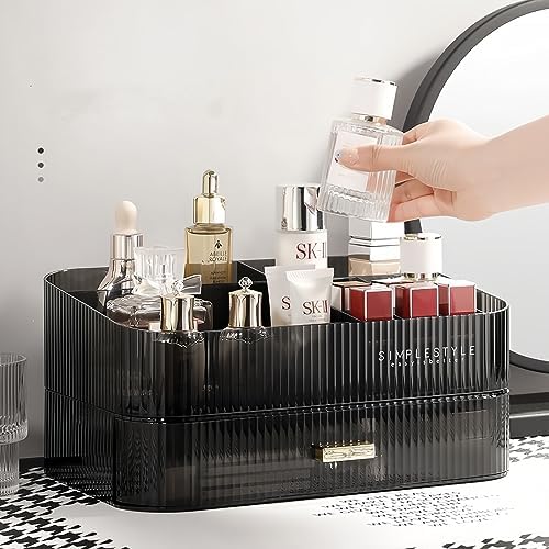 Makeup Organizer for Vanity, Large Desk Organizer with Stackable Drawer for Cosmetics, Skincare, Lipsticks, Palette, Nai
