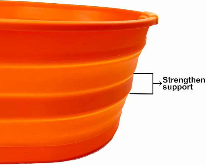 SAMMART 23L (6 Gallons) Collapsible Plastic Laundry Basket - Oval Tub/Basket - Foldable Storage Container/Organizer - Portable Washing Tub - Space Saving Laundry Hamper (Orange)