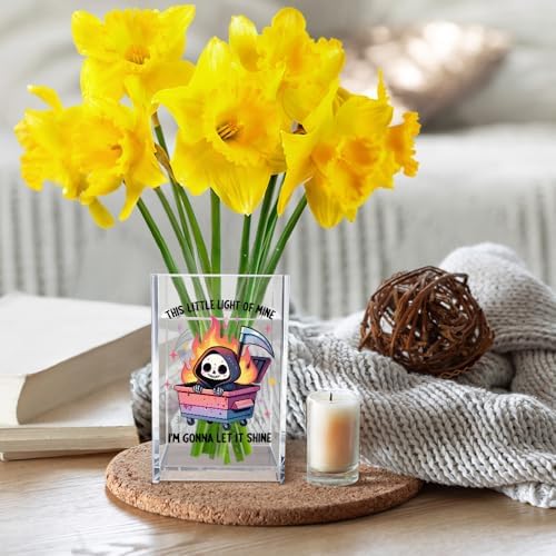 This Little Light Of Mine I'm Gonna Let It Shine Acrylic Cosmetic Pencil Pen Holder Cup, Dumpster Fire Pen Holder Cup, Cute Grim Reaper Gifts, Mental Health Gifts for Women Men Colleague Teacher