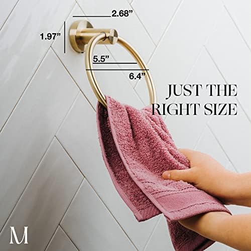 Marmolux Acc Brushed Gold Towel Ring - Modern Hand Towel Holder - Stainless Steel Bathroom Towel Rack - Round Hanger