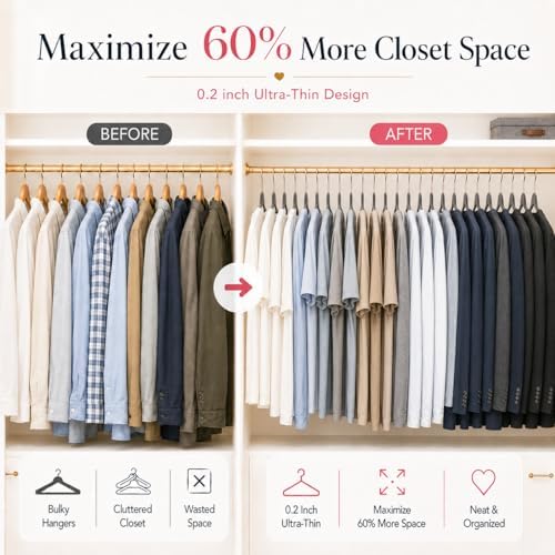 Smartor Grey Velvet Hangers 50 Pack, Non Slip Rose Gold Hook Felt Hangers