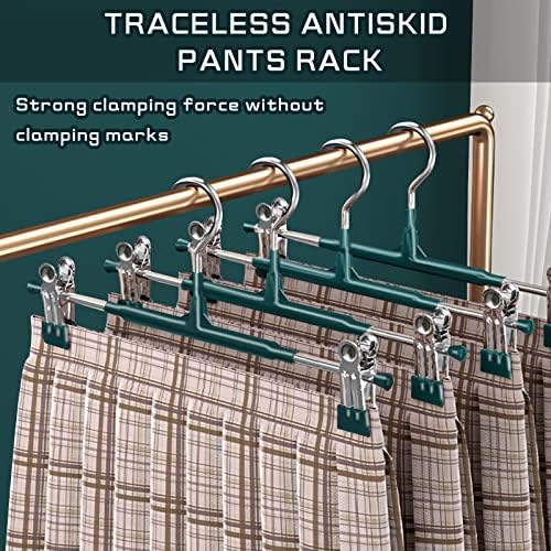 Pants Hangers with Clips Skirt Hangers, 12 Inch 20 Pack, Green